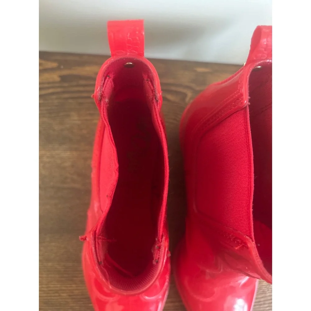 Sam Edelman Winona Red Glossy Western Rain Boots Ankle Pointed Toe Womens 8